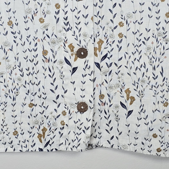 Cynthia Rowley Women's Linen Floral Top Short Sleeve Button Back Cottagecore Sm - Picture 12 of 15